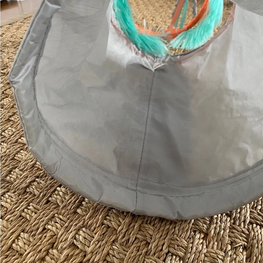 small cat tunnel with feathers